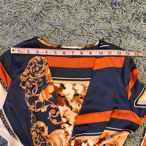 Fashion Nova Lotta Class Navy and Orange Long Sleeve Dress| Size Small - Picture 9 of 12